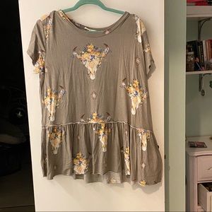 Army green deer skull top